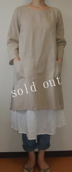 画像2: しっかりリネンスリットワンピース(お得なサンプルsale40%off)