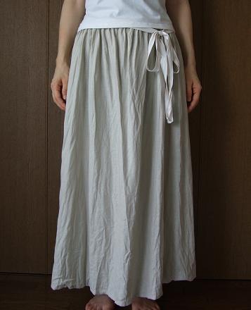 リネンたっぷりギャザースカート（アンクル丈・L=85）