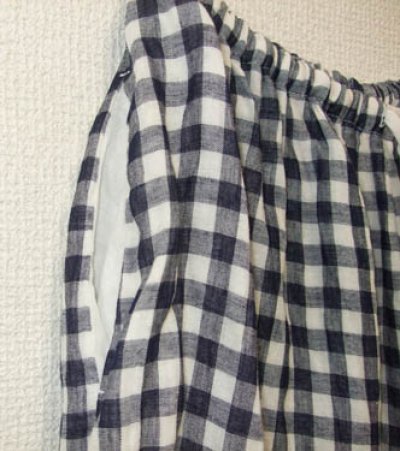 画像3: Wガーゼチェック柄ギャザーロングキュロットスカート