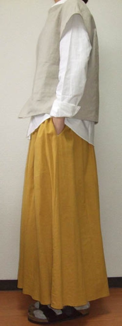 画像3: エアワッシャーハーフリネンひも付きギャザースカート（Ｌ-85）