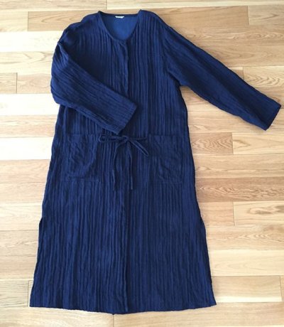 画像2: ＜1点物商品＞藍染めWガーゼ羽織りコート