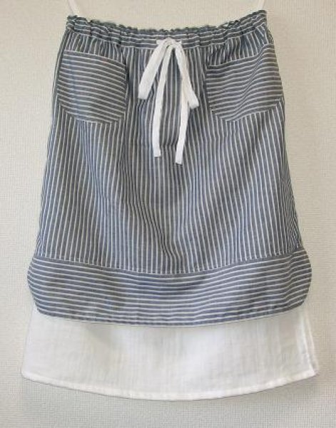 画像1: cottonストライプWガーゼSK付きスカート (1)