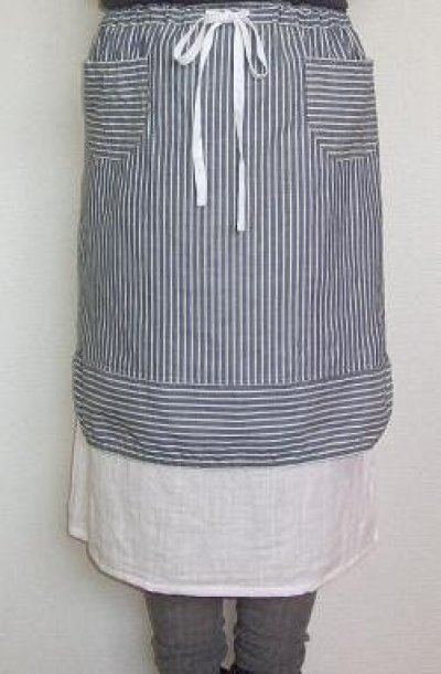画像1: cottonストライプWガーゼSK付きスカート